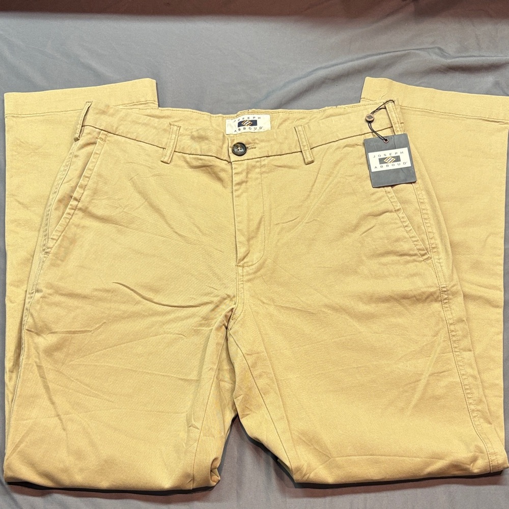 Joseph Abboud Men's Classic Flat Front Straight Leg Chinos 34x32 Khaki NWT‎